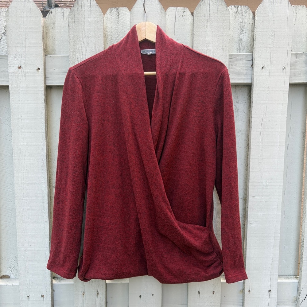 Pleione Burgundy Knit Open Cardigan
